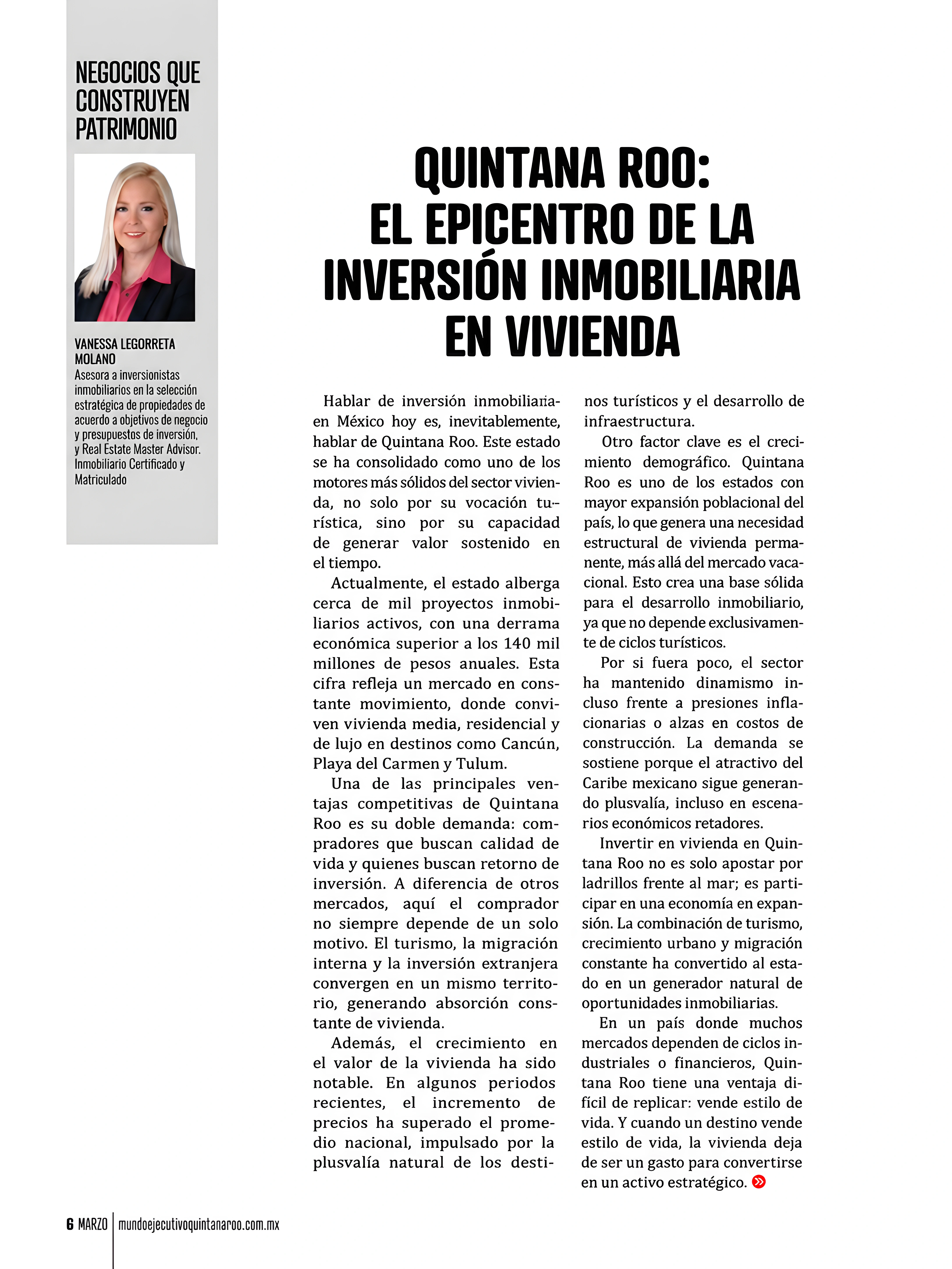 Quintana Roo, el epicentro de la inversión inmobiliaria — Mundo Ejecutivo, marzo 2026